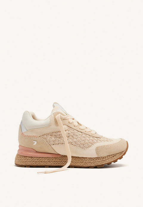BASKETS COMPENSÉES CUIR ET RAPHIA HARDING