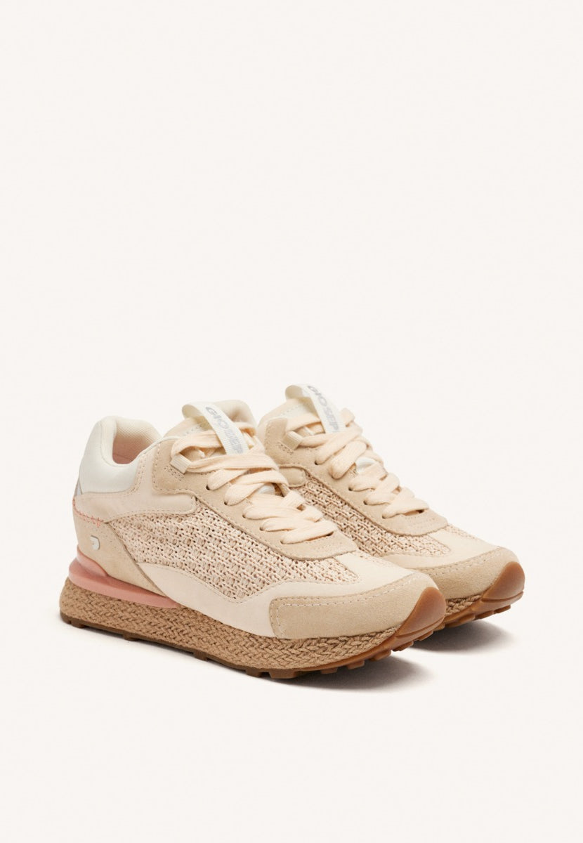BASKETS COMPENSÉES CUIR ET RAPHIA HARDING