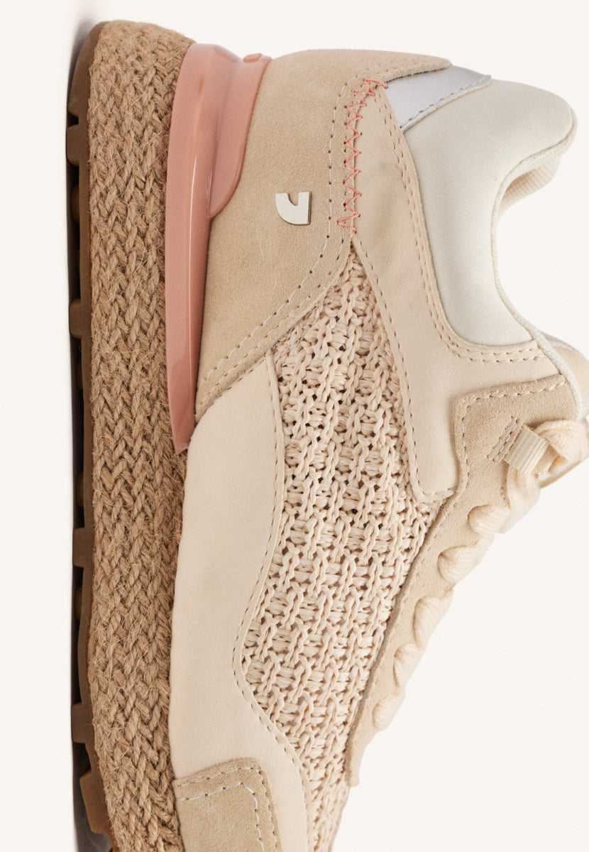 BASKETS COMPENSÉES CUIR ET RAPHIA HARDING