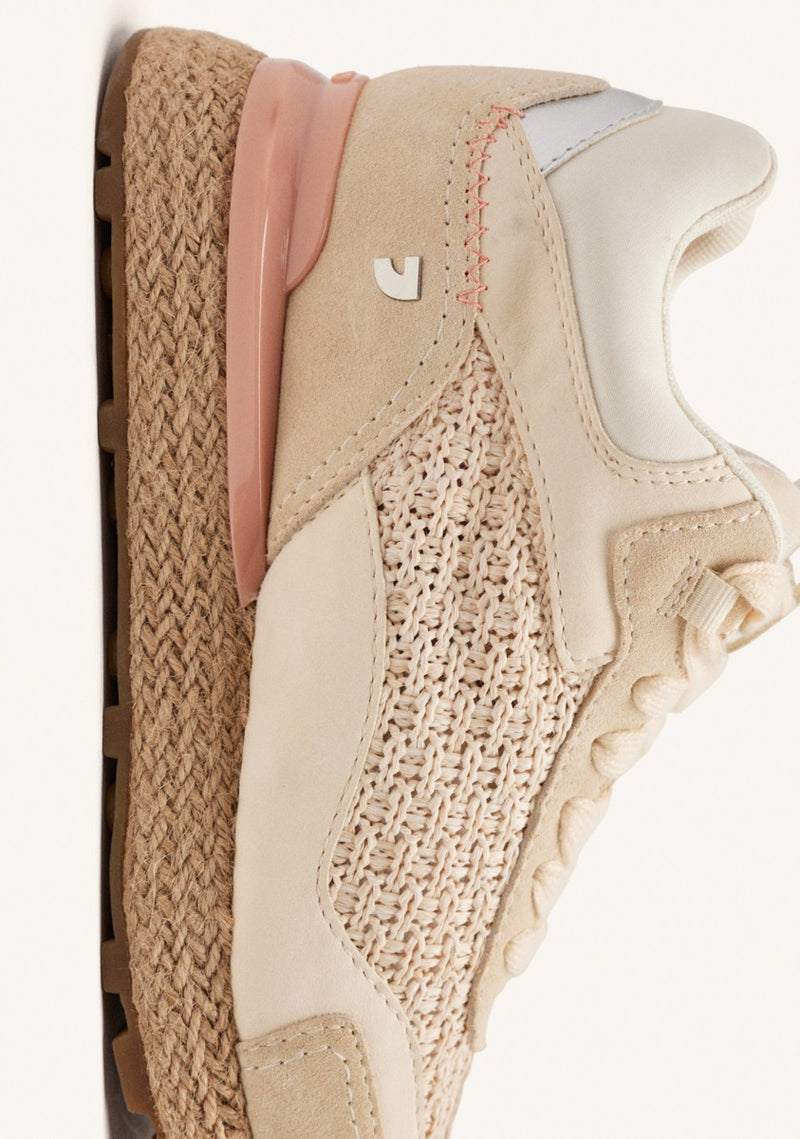 BASKETS COMPENSÉES CUIR ET RAPHIA HARDING