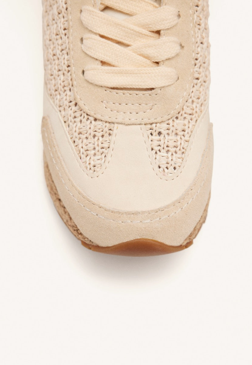 BASKETS COMPENSÉES CUIR ET RAPHIA HARDING