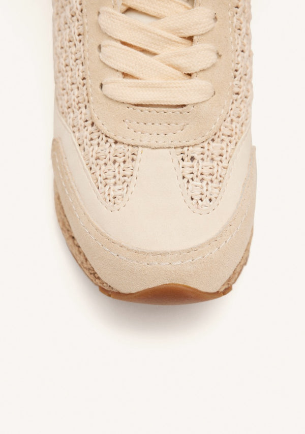 BASKETS COMPENSÉES CUIR ET RAPHIA HARDING