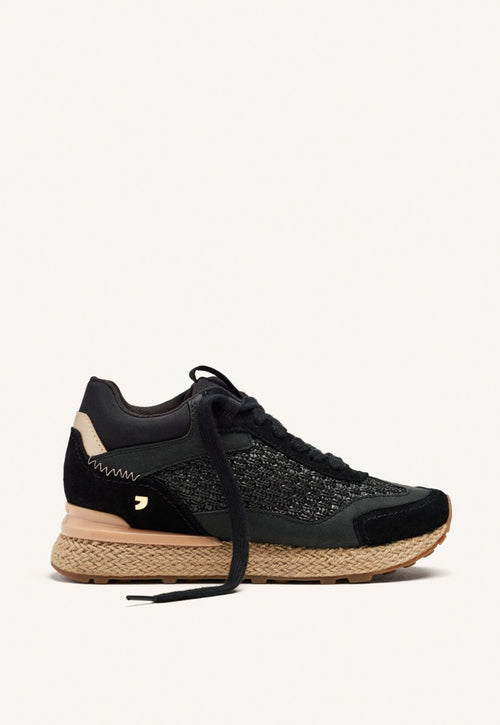 RAFFIA WEDGE LEATHER SNEAKERS HARDING
