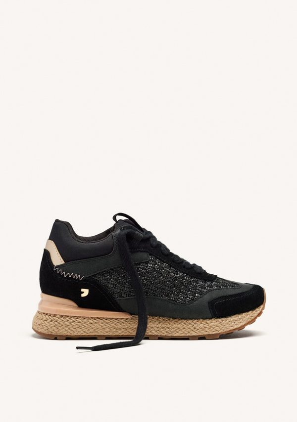 RAFFIA WEDGE LEATHER SNEAKERS HARDING