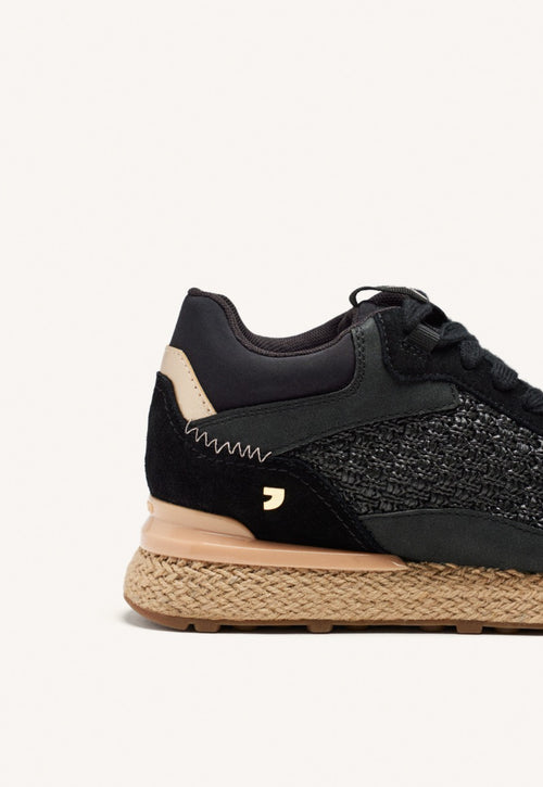 RAFFIA WEDGE LEATHER SNEAKERS HARDING