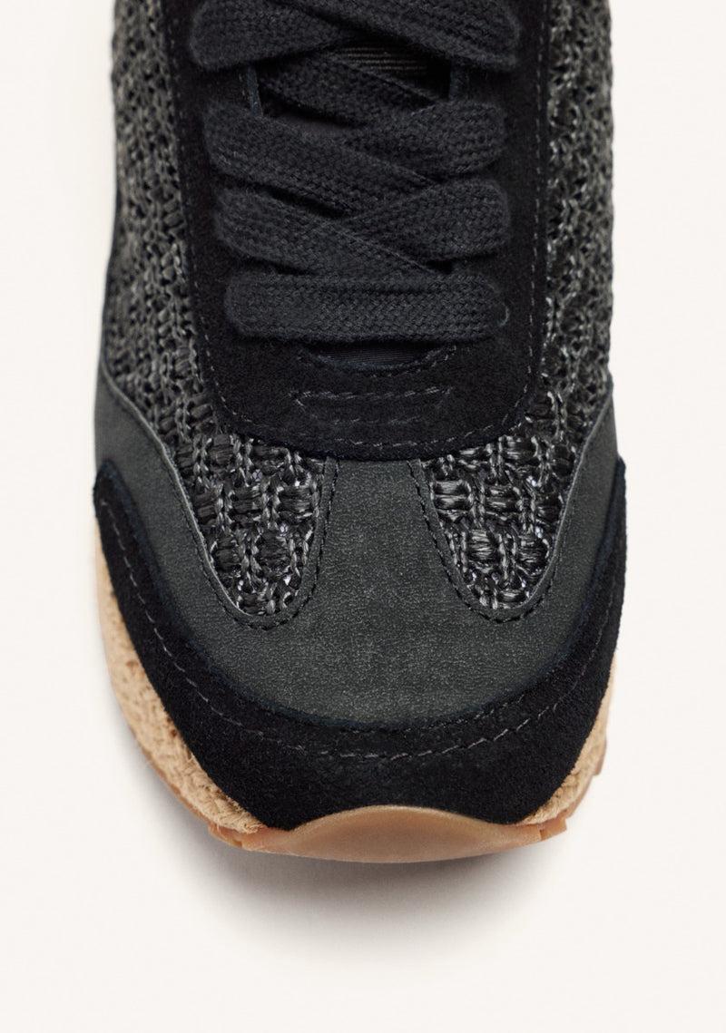 RAFFIA WEDGE LEATHER SNEAKERS HARDING