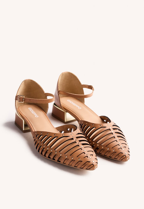 LEATHER HEEL STRAPPY BALLET FLATS FLETCHER