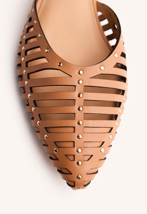 LEATHER HEEL STRAPPY BALLET FLATS FLETCHER