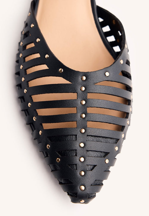 LEATHER HEEL STRAPPY BALLET FLATS FLETCHER