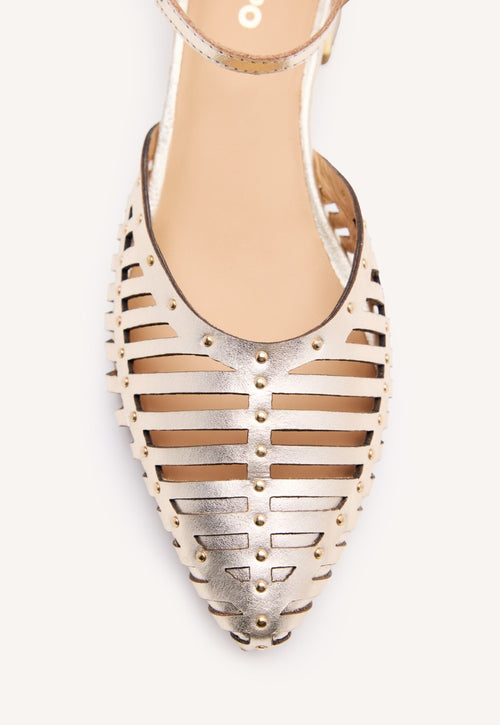 LEATHER HEEL STRAPPY BALLET FLATS FLETCHER