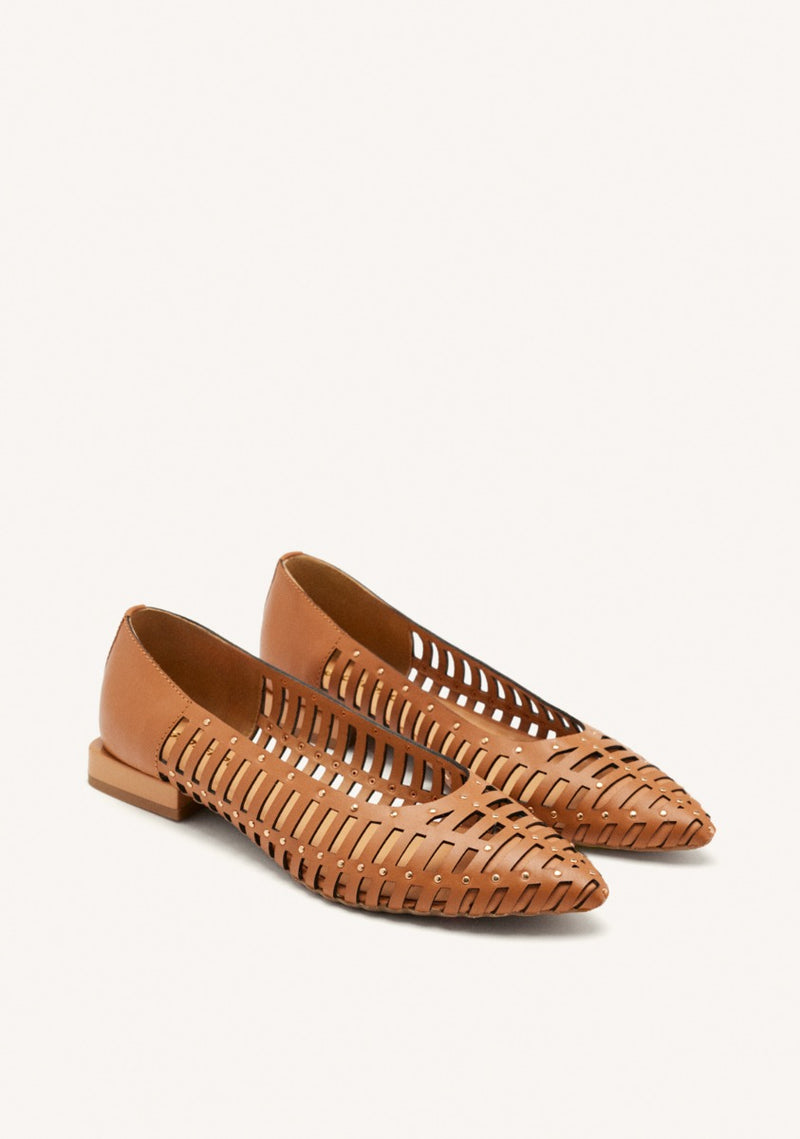 STUDDED LEATHER BALLET FLATS KENOSHA