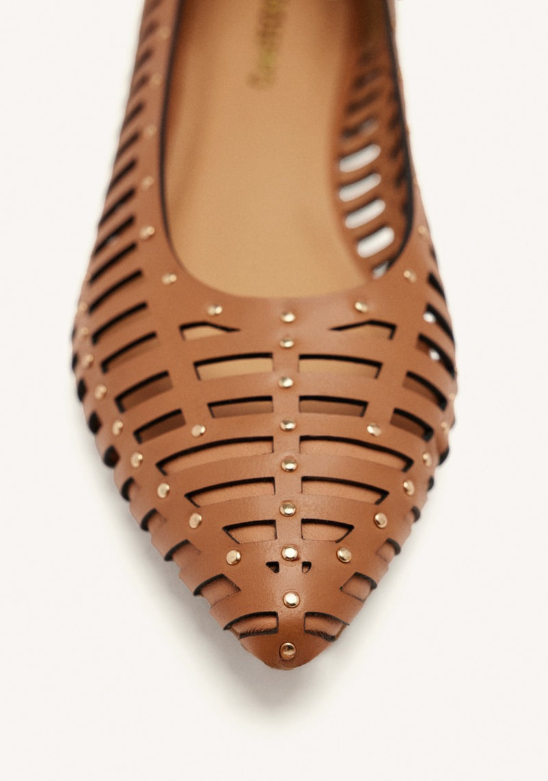 STUDDED LEATHER BALLET FLATS KENOSHA
