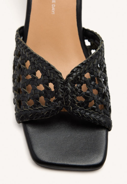 SANDALES À TALON CUIR TRESSÉ BURNSIDE