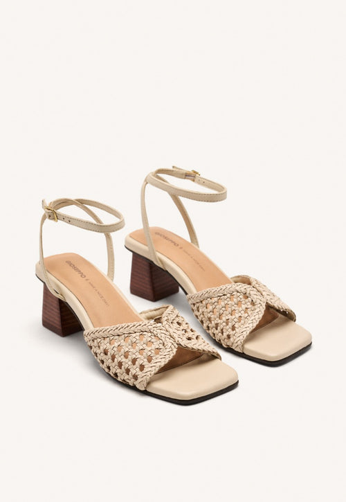 SANDALES À TALON CUIR TRESSÉ BURNSIDE