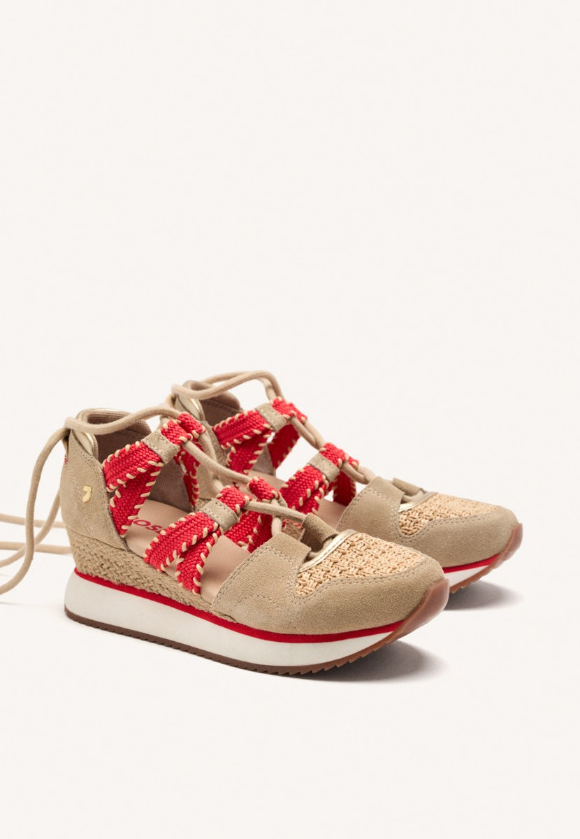 ZAPATILLAS ABIERTAS PIEL CUÑA RAFIA GRISWOLD