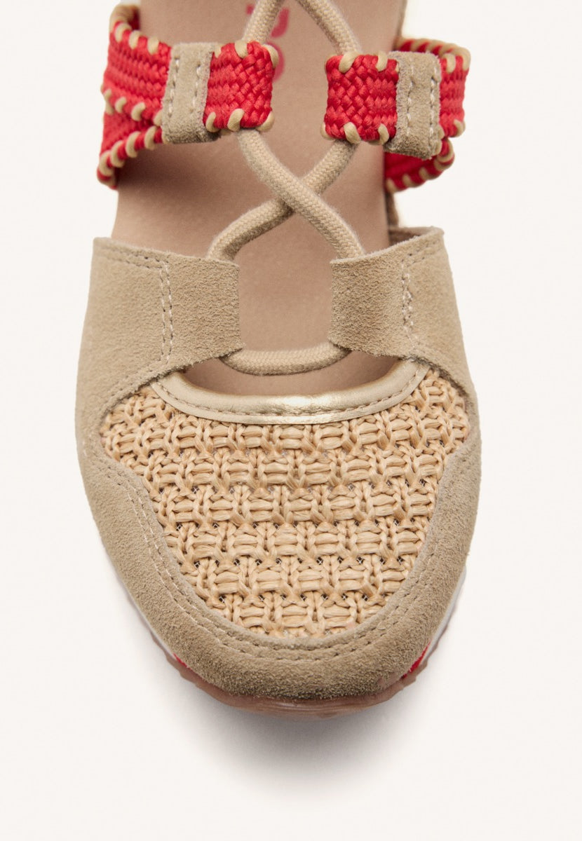 ZAPATILLAS ABIERTAS PIEL CUÑA RAFIA GRISWOLD