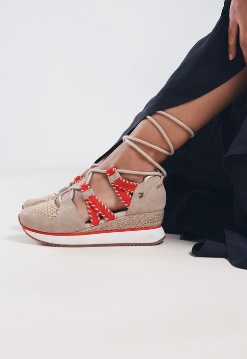 ZAPATILLAS ABIERTAS PIEL CUÑA RAFIA GRISWOLD