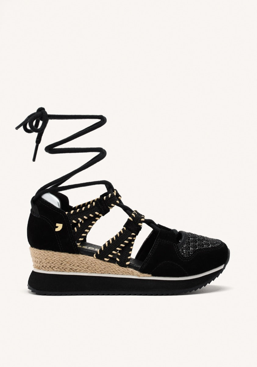 OPEN LEATHER WEDGE RAFFIA SNEAKERS GRISWOLD