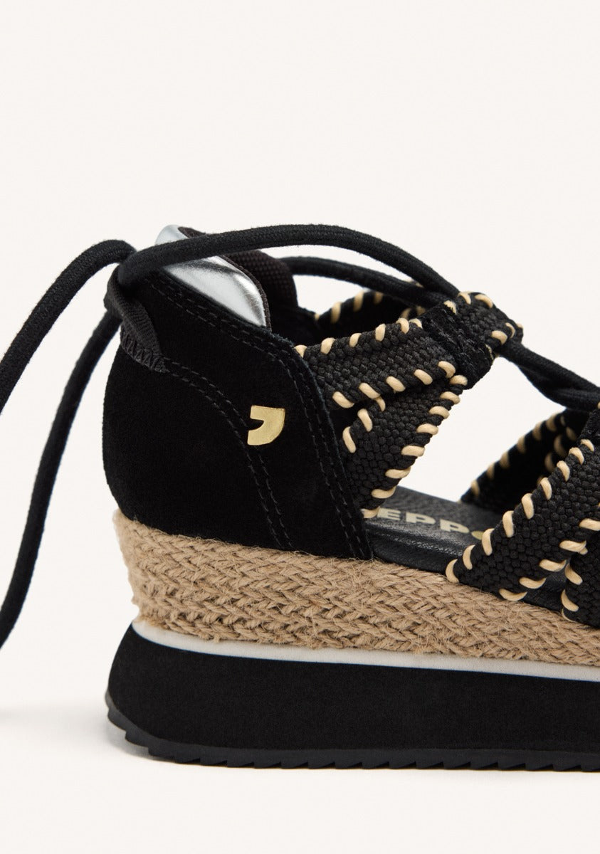 OPEN LEATHER WEDGE RAFFIA SNEAKERS GRISWOLD