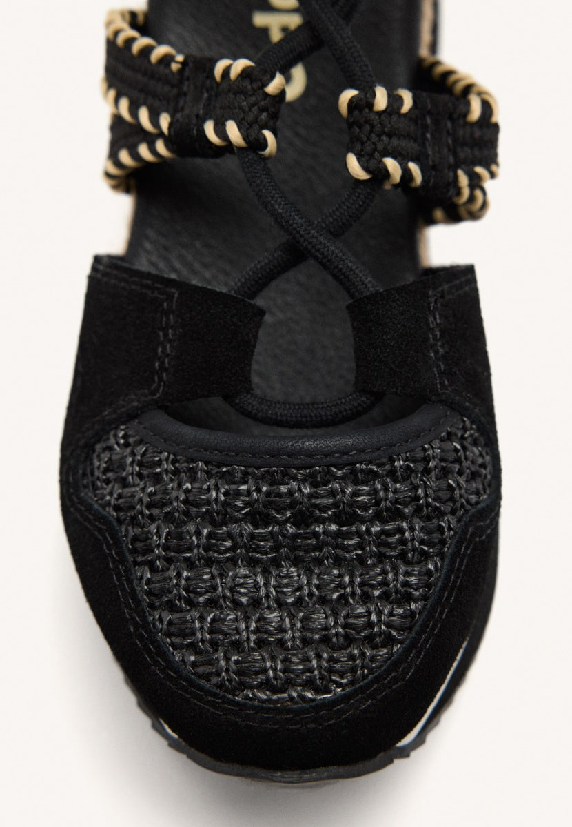 ZAPATILLAS ABIERTAS PIEL CUÑA RAFIA GRISWOLD