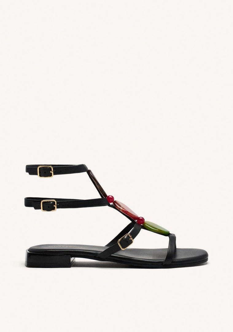 LEATHER FLAT SANDALS NORRIE