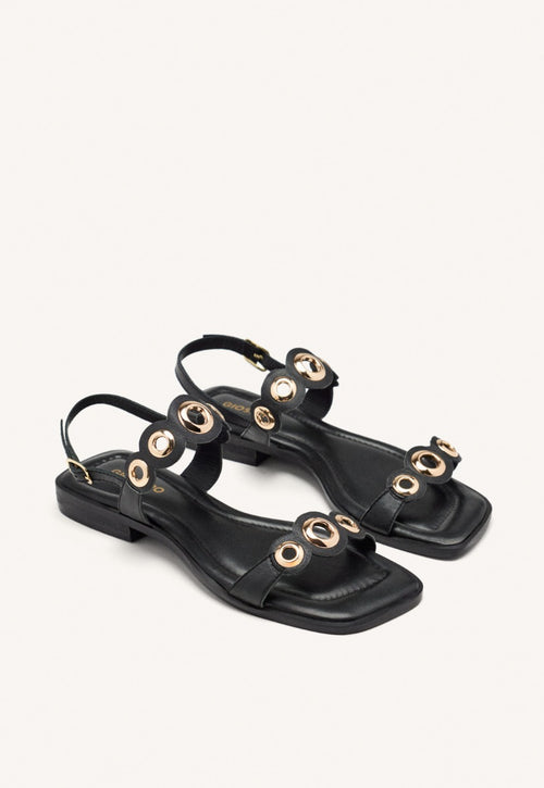 SANDALI BASSI PELLE CON OCCHIELLI SIRENA