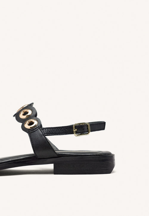 SANDALI BASSI PELLE CON OCCHIELLI SIRENA