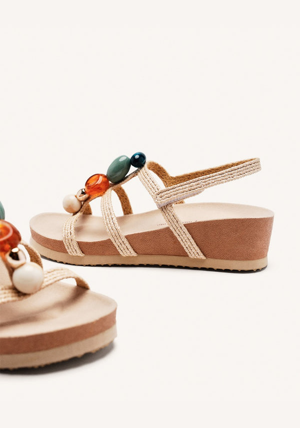 RAFFIA AND BEADS WEDGE SANDALS RANTOUL