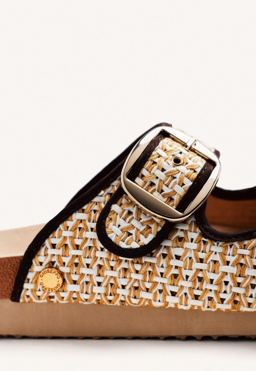 SANDALI IN RAFIA CON FIBBIE PERSHING
