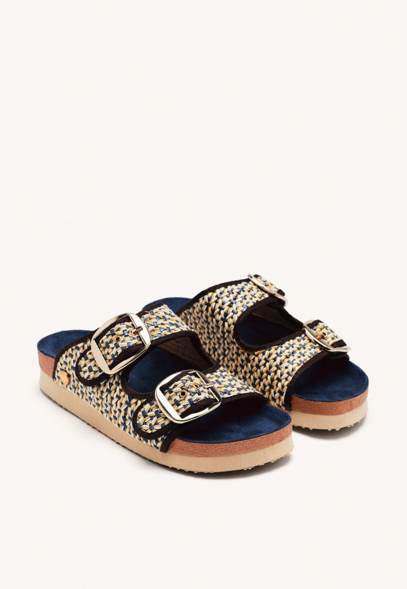 SANDALI IN RAFIA CON FIBBIE PERSHING