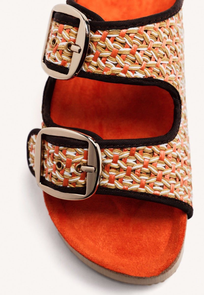 SANDALI IN RAFIA CON FIBBIE PERSHING
