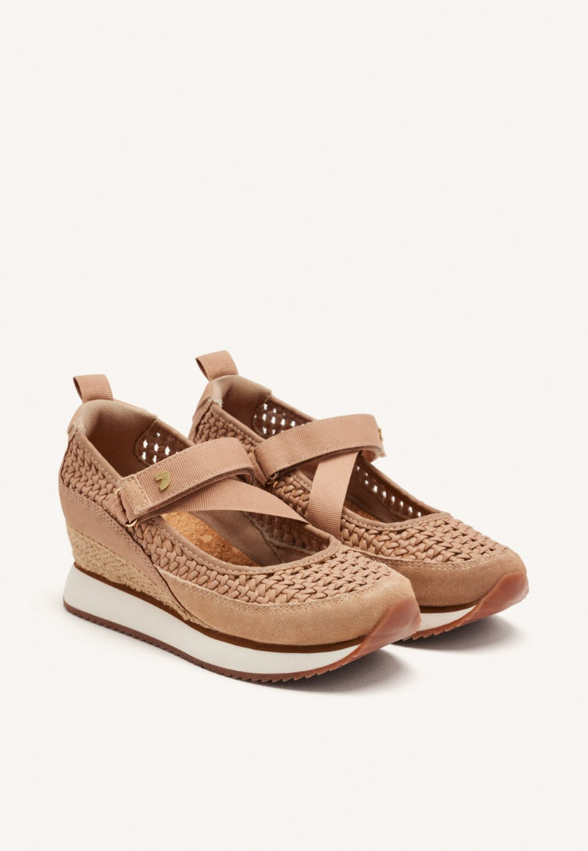 ZAPATILLAS ABIERTAS PIEL CUÑA RAFIA BELMONT