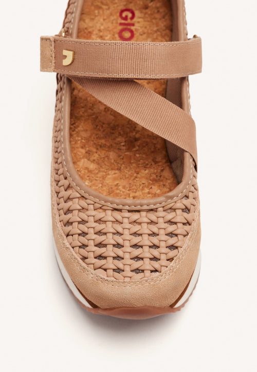 OPEN LEATHER WEDGE RAFFIA SNEAKERS BELMONT