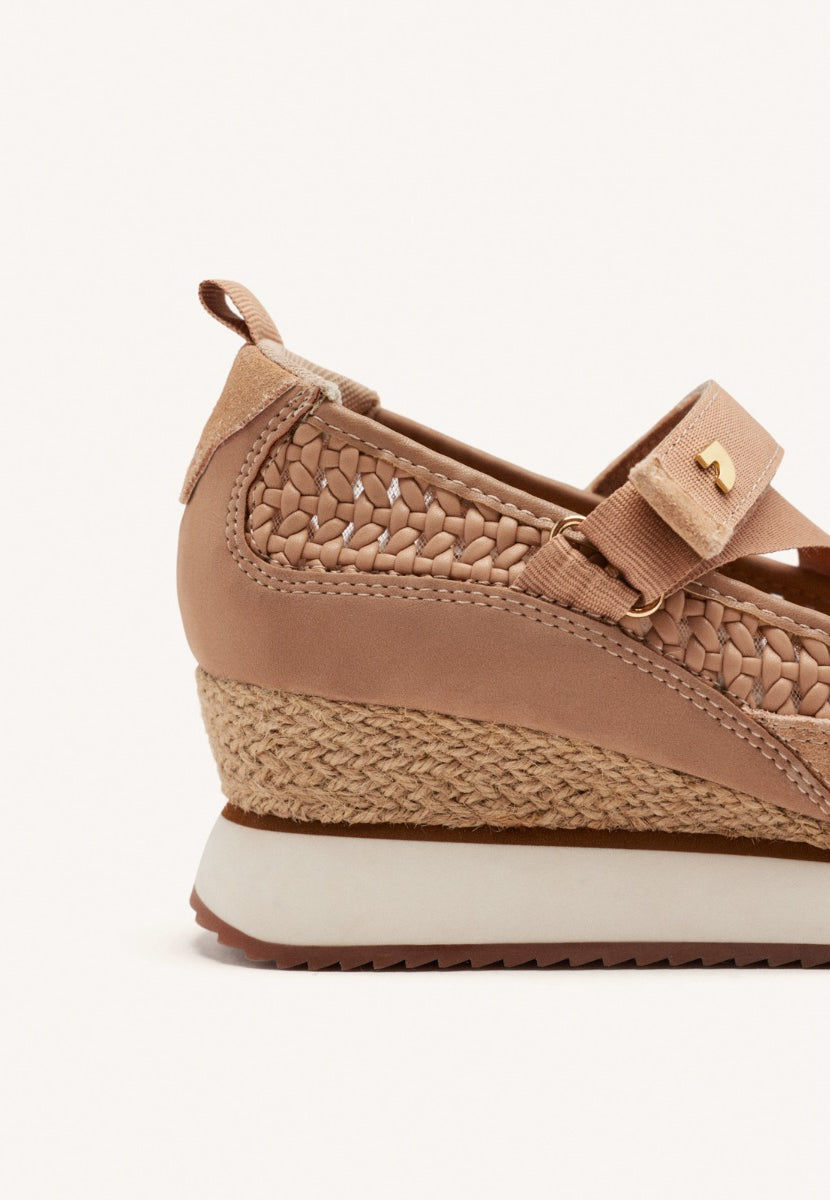 ZAPATILLAS ABIERTAS PIEL CUÑA RAFIA BELMONT