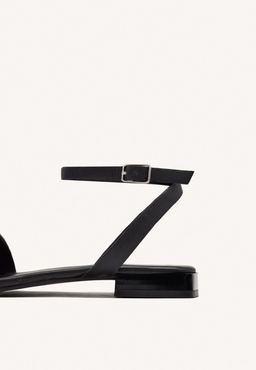 LEATHER FLAT SANDALS WITH RHINESTONES MEEME