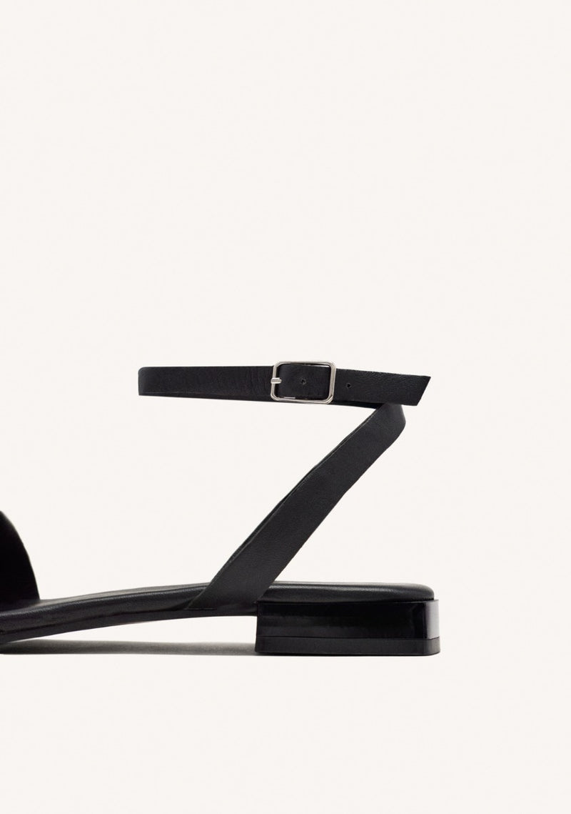 LEATHER FLAT SANDALS WITH RHINESTONES MEEME