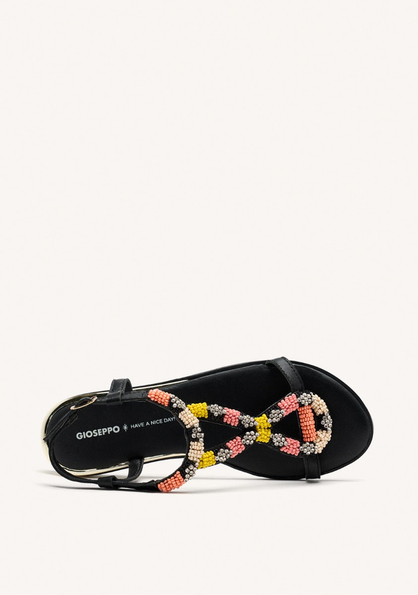 BEADED LEATHER FLAT SANDALS TILTON