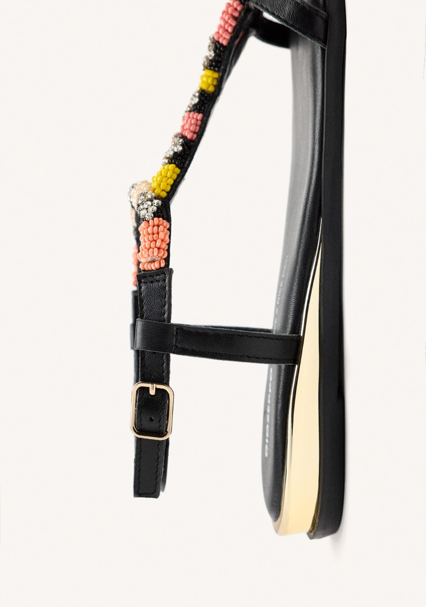 BEADED LEATHER FLAT SANDALS TILTON