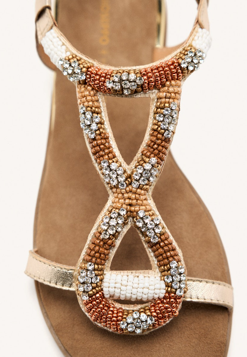 SANDALIAS PIEL ABALORIOS TILTON
