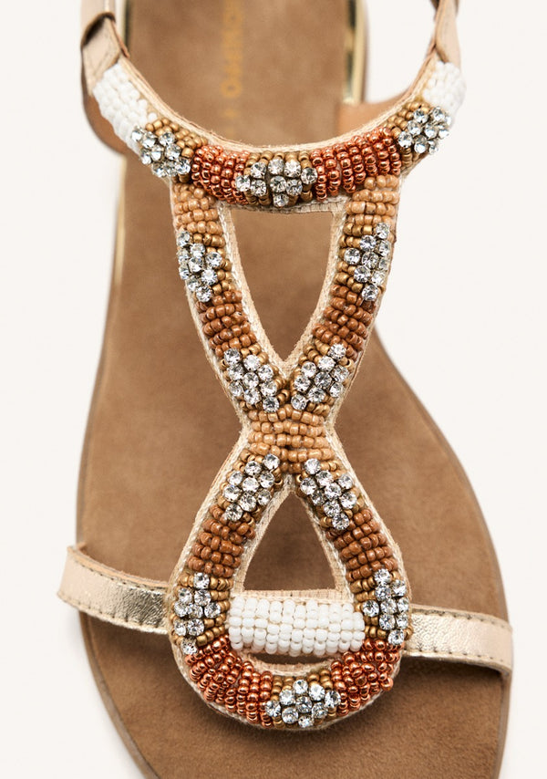 SANDALIAS PIEL ABALORIOS TILTON