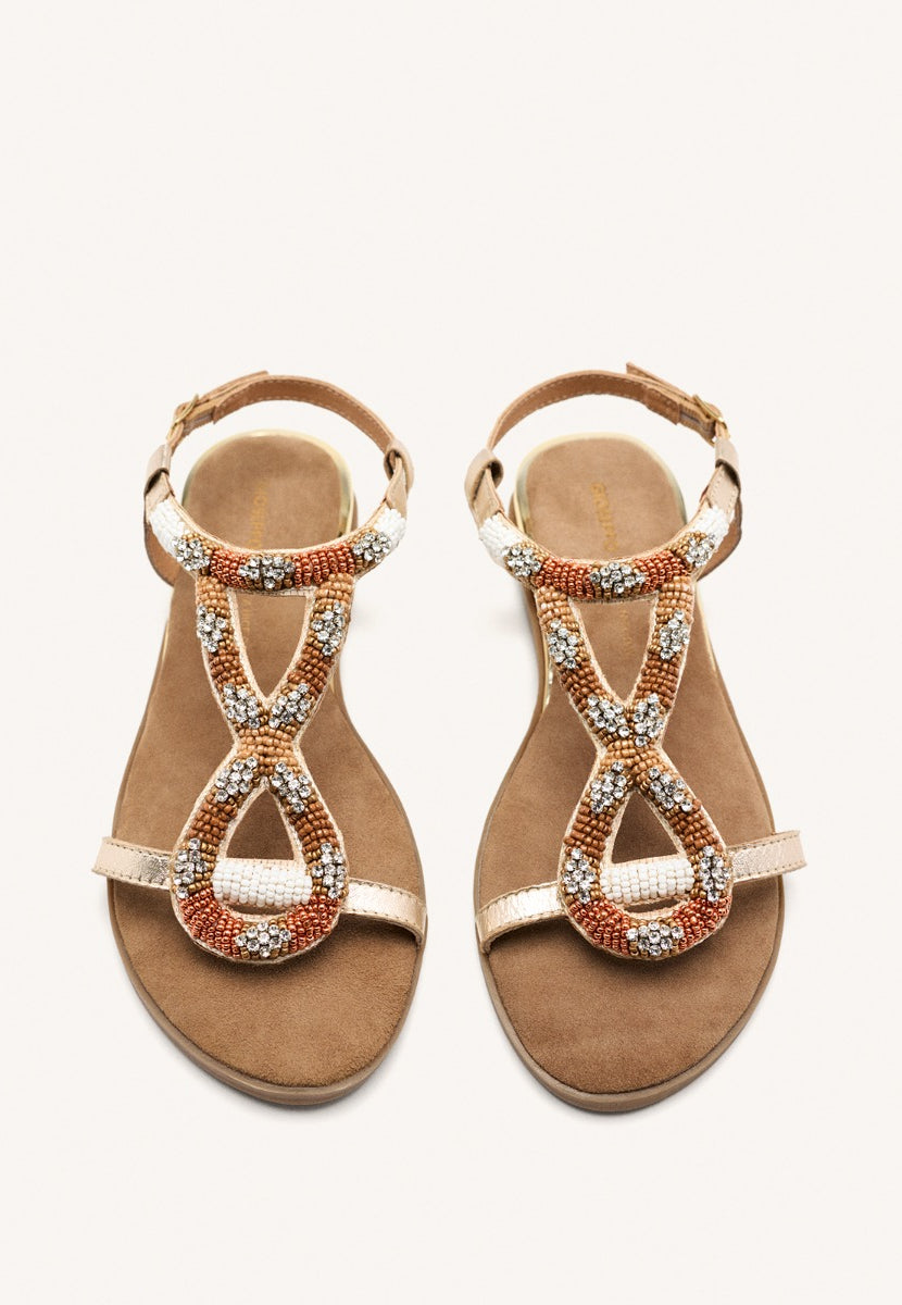 SANDALIAS PIEL ABALORIOS TILTON