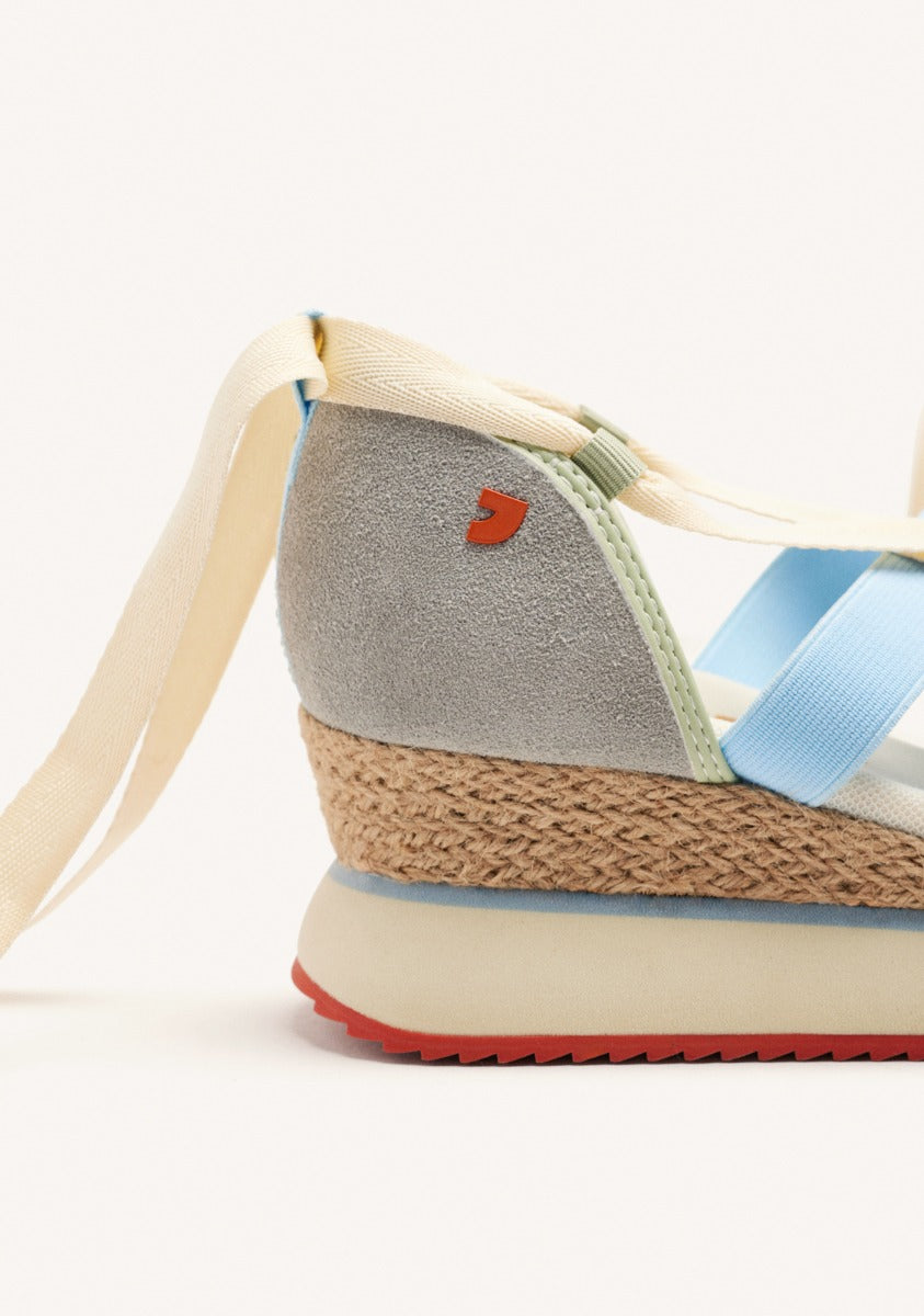RAFFIA WEDGE LEATHER SPORTY SANDALS HINESBURG