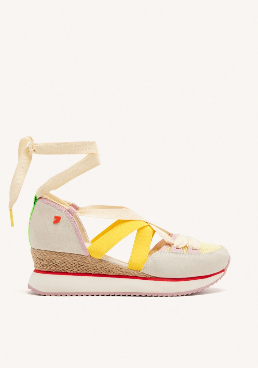 SNEAKERS APERTE PELLE CON ZEPPA IN RAFIA HINESBURG