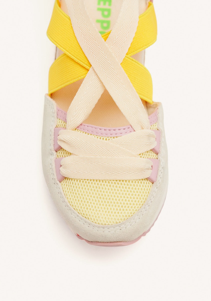 SNEAKERS APERTE PELLE CON ZEPPA IN RAFIA HINESBURG