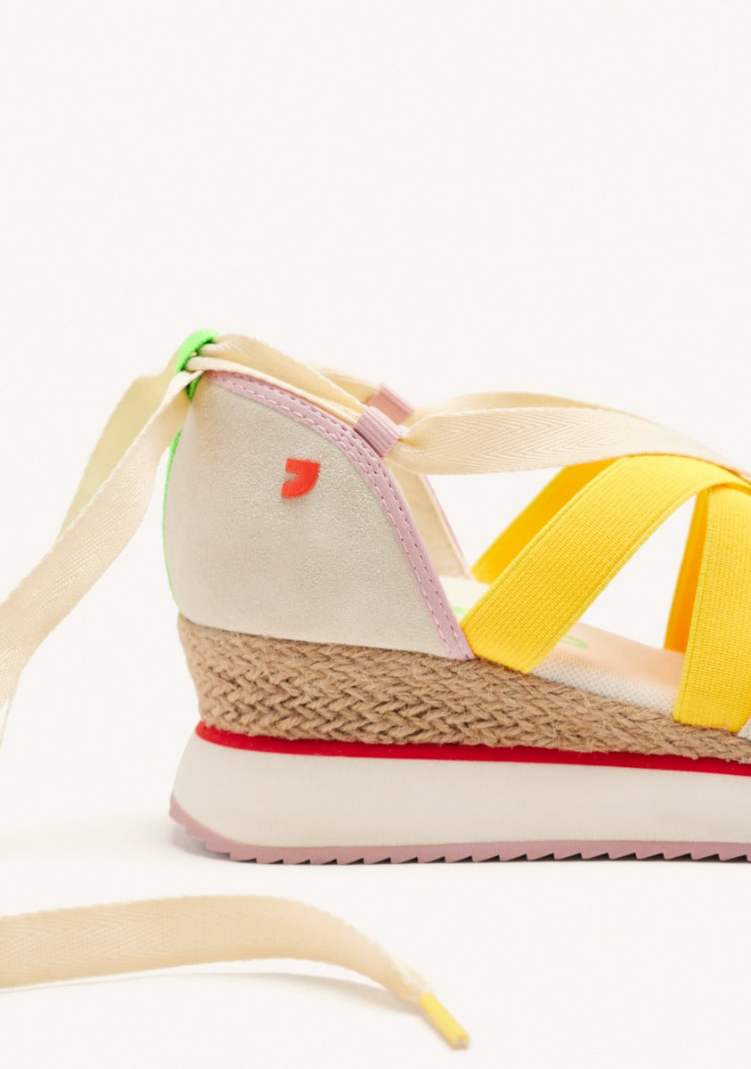 SNEAKERS APERTE PELLE CON ZEPPA IN RAFIA HINESBURG