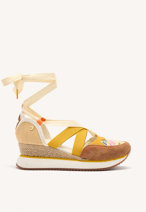 ZAPATILLAS ABIERTAS PIEL CUÑA RAFIA LITTLETON