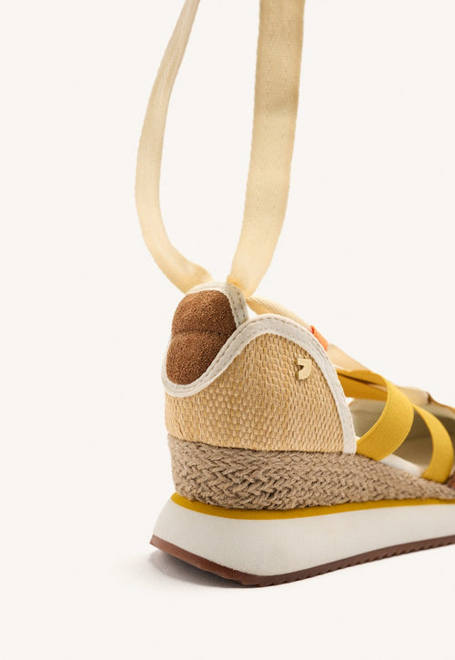 ZAPATILLAS ABIERTAS PIEL CUÑA RAFIA LITTLETON