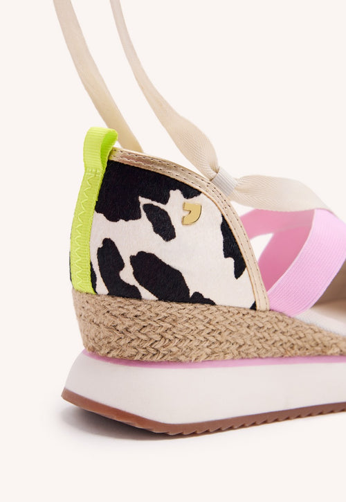 ZAPATILLAS ABIERTAS PIEL VACA Y CUÑA RAFIA LUDLOW