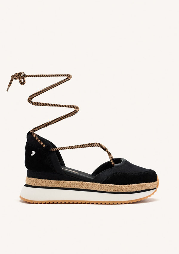 SNEAKERS PELLE CON PLATEAU E RAFIA CHITTENDEN