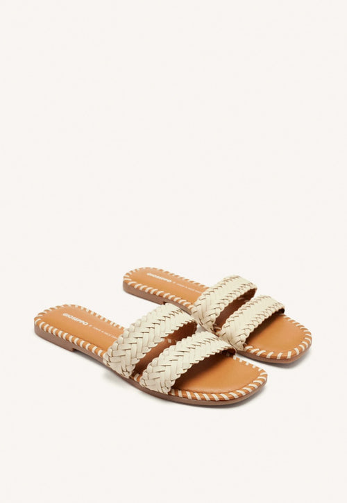 BRAIDED LEATHER FLAT SANDALS PERHAM
